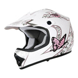 TCMT Pink Butterfly Youth Kids DOT Motocross Off-Road Helmet - TCMT